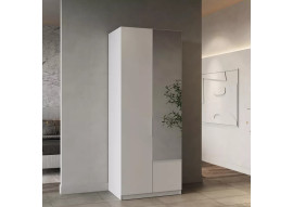 Armoire 2 portes+miroir  blanc - L80 cm