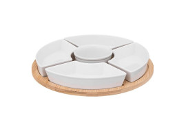 Set apéritif white rond 6 pièces en bambou