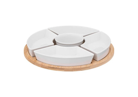 Set apéritif white rond 6 pièces en bambou