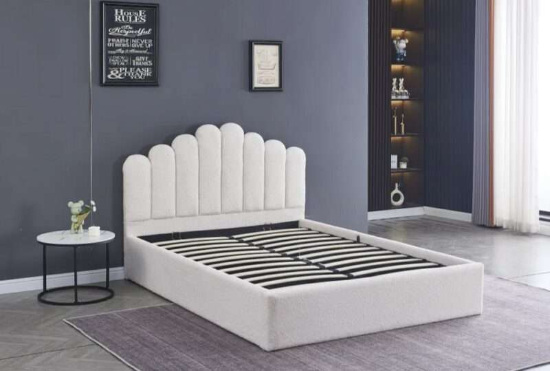 Lit coffre Doha tissu bouclé 1m40 – Image 3