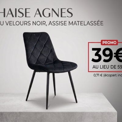 Chaise Agnes velour noir