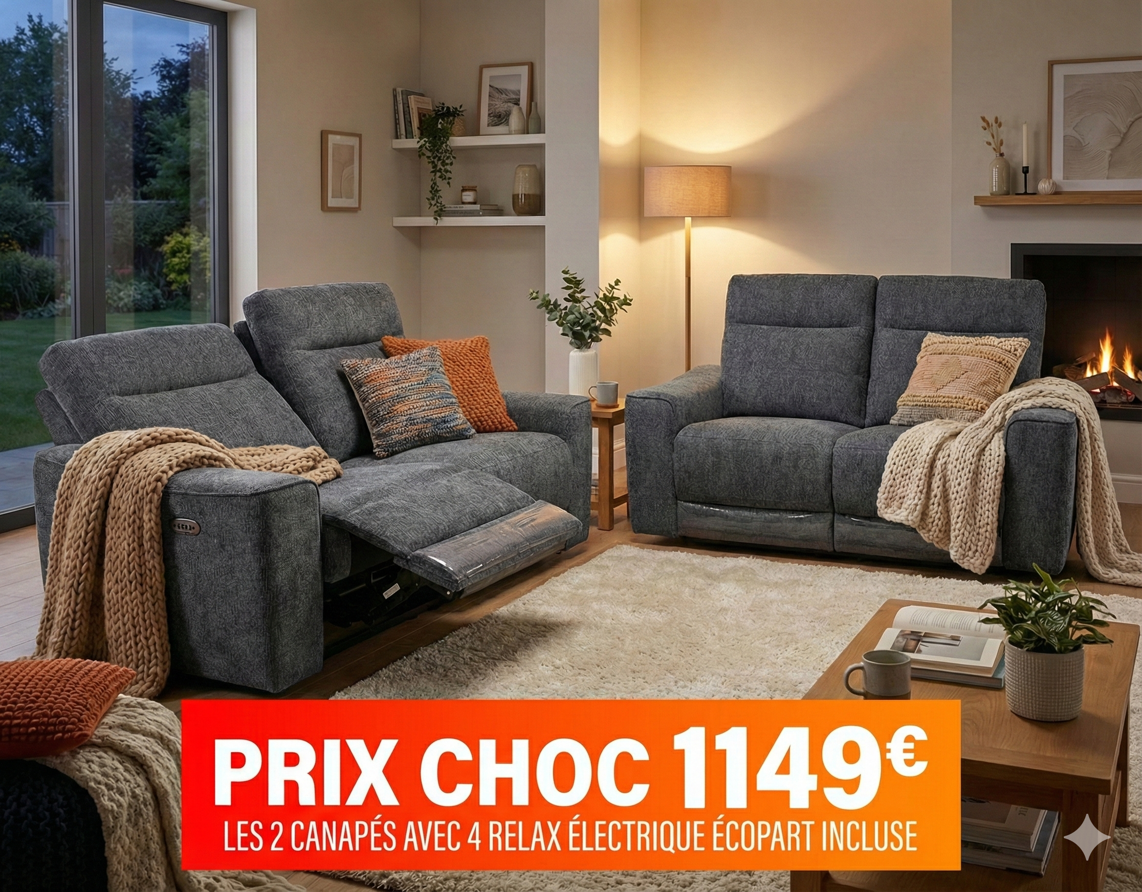 Ensemble 2 canapés Niki avec 4 relax électriques