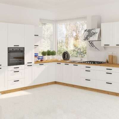 Composez votre cuisine Luna - Blanc Mat et Bois Artisan