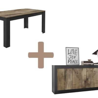 Ensemble Bahut 4 portes + Table 1m80