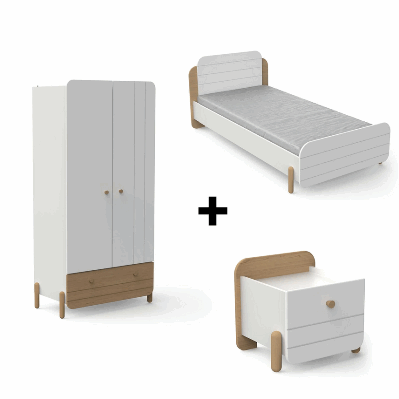 Ensemble edaj Lit +armoire + chevet