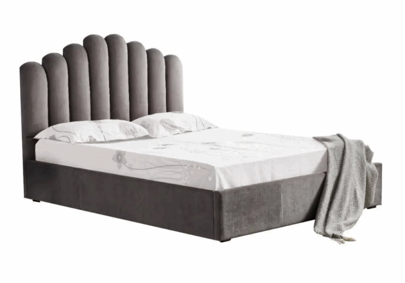 Lit coffre Doha tissu velours Gris1m40 – Image 6