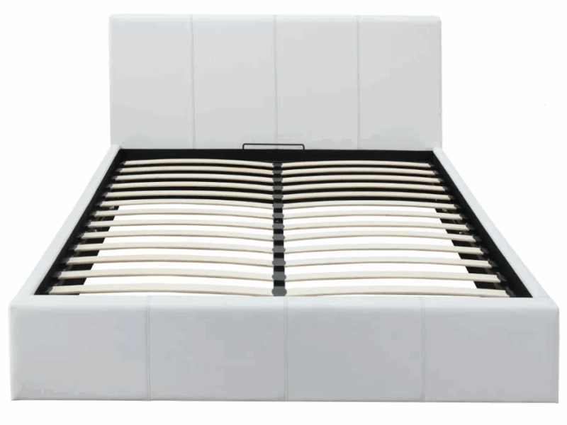 Lit coffre Bastien similicuir blanc 1m60 – Image 3