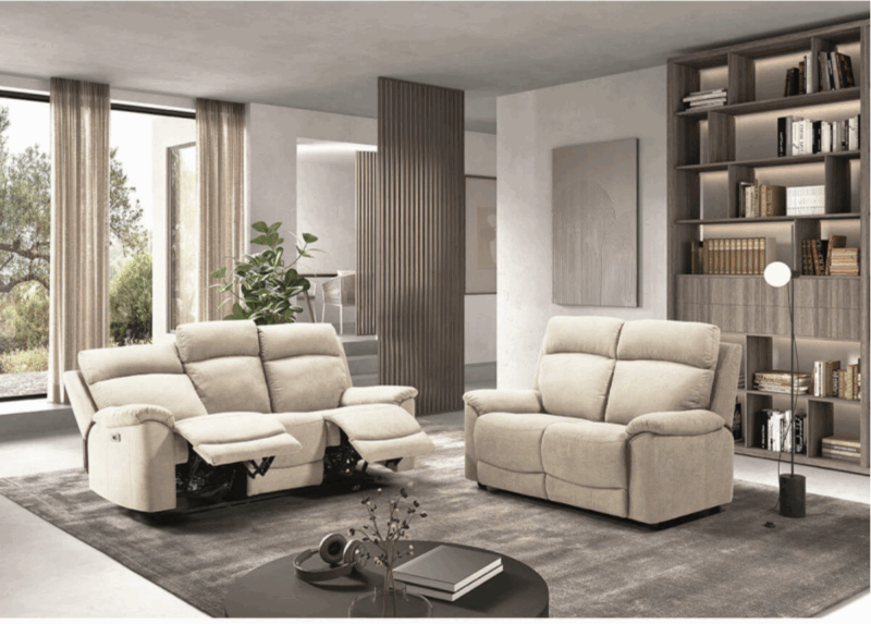 Canapé relaxation Canterbury tissus Beige clair