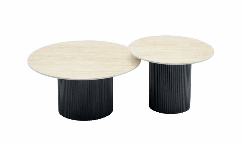 Tables basses gigogne Miya pied noir avec plateau en céramique – Image 3
