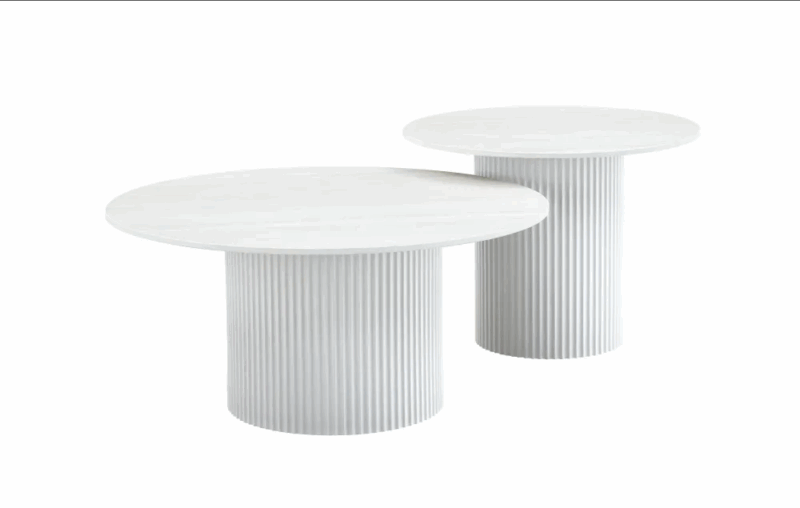 Tables basses gigogne Miya avec plateau en céramique blanc – Image 3