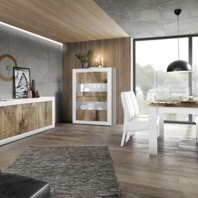 Salle à manger Basica blanc laqué et bois pero