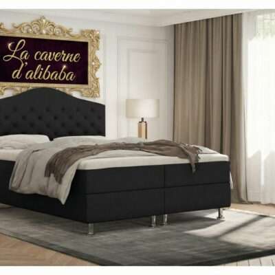 Lit coffre Boxspring Mars tissus noir